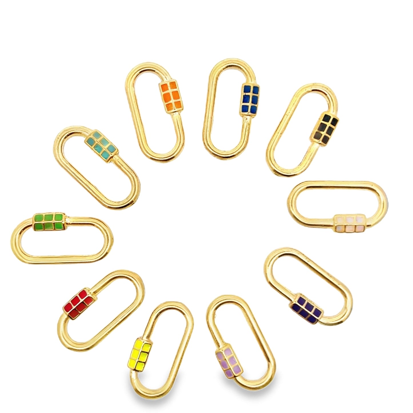 18K Gold Filled Carabiner Lock Pendant Charm Multicolor (A26)