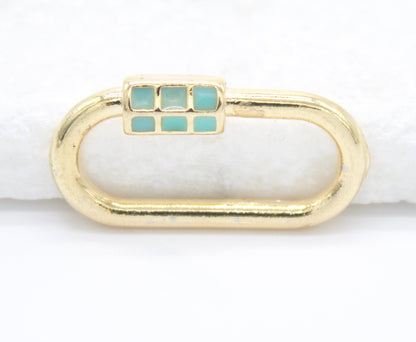 18K Gold Filled Carabiner Lock Pendant Charm Multicolor (A26)