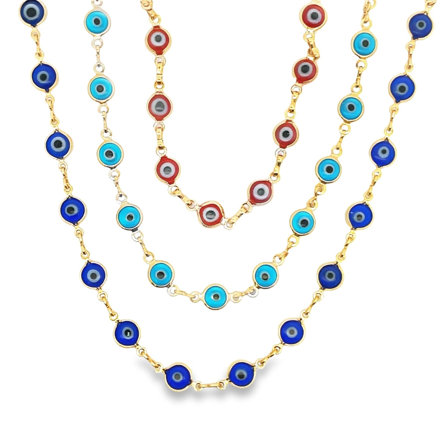 Evil Eye Chain Anklet Dark, Light Blue, Red (E159)